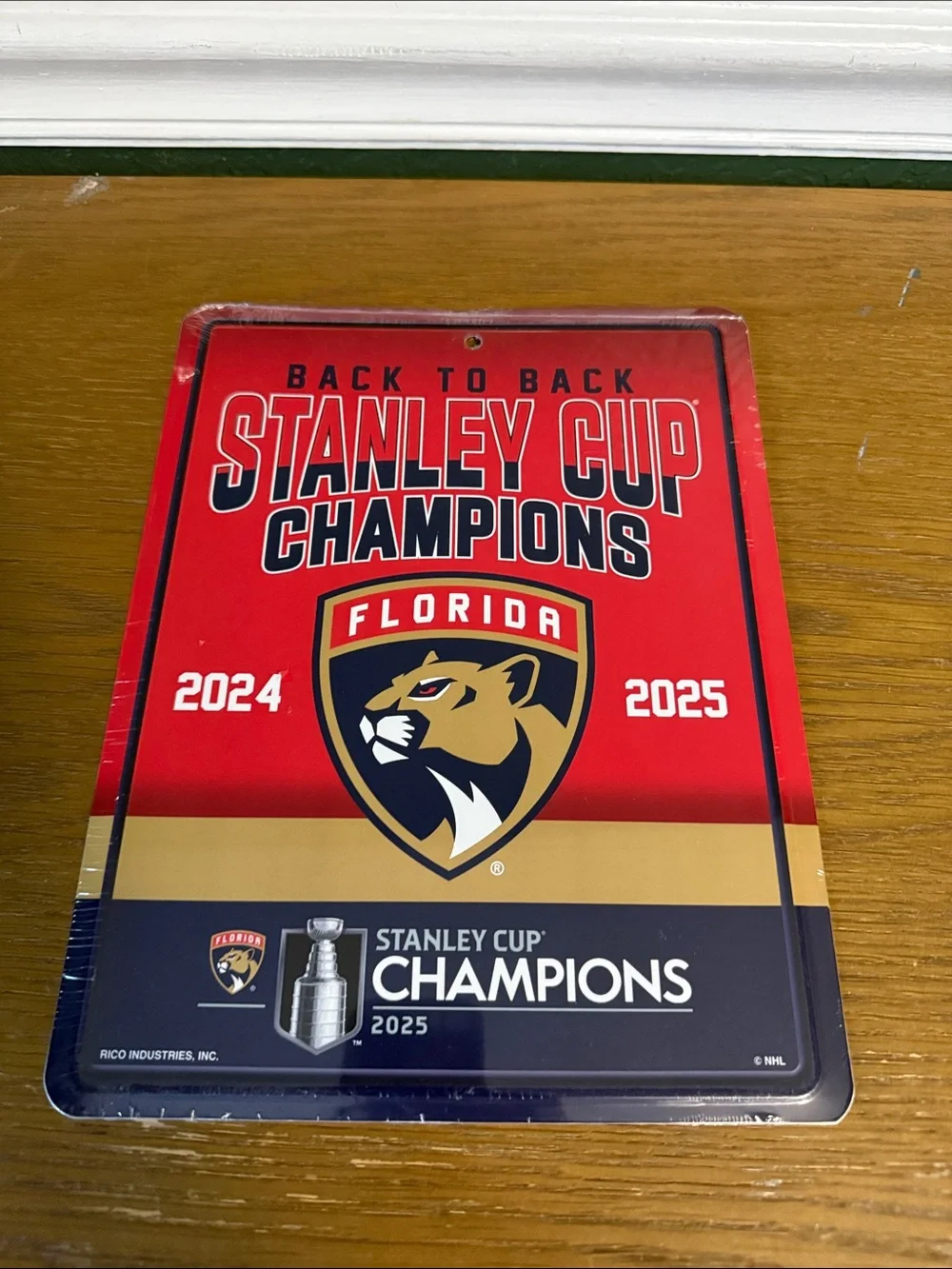 NEW! Florida Panthers Metal Parking Sign 2025 Back 2 Back Stanley Cup Champions